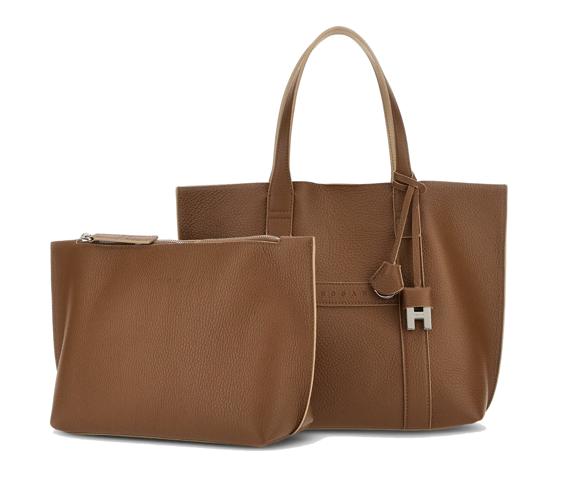 HOGAN SCRIPT SHOPPING BAG TAN
