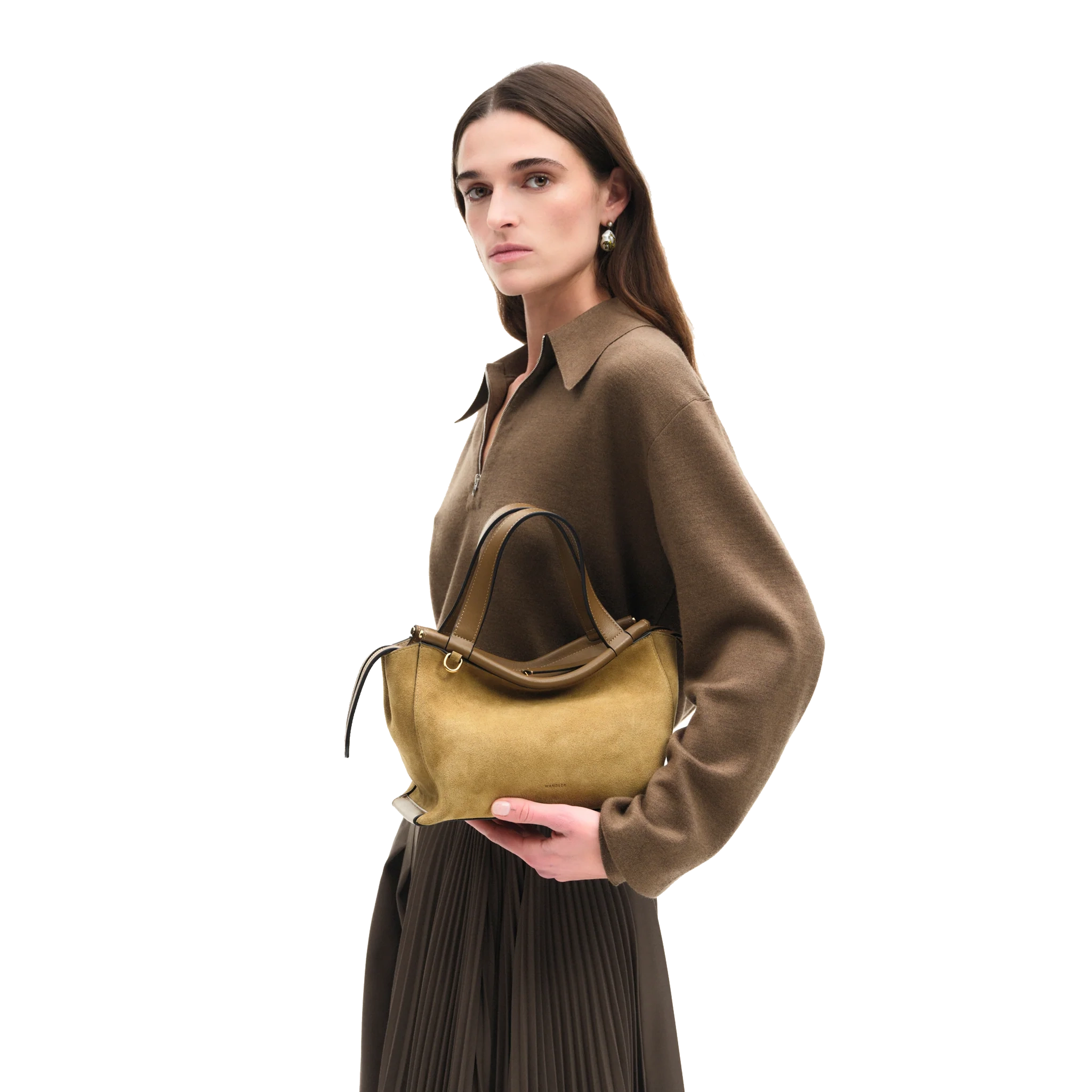 WANDLER IDA BAG SMALL KHAKI SUEDE