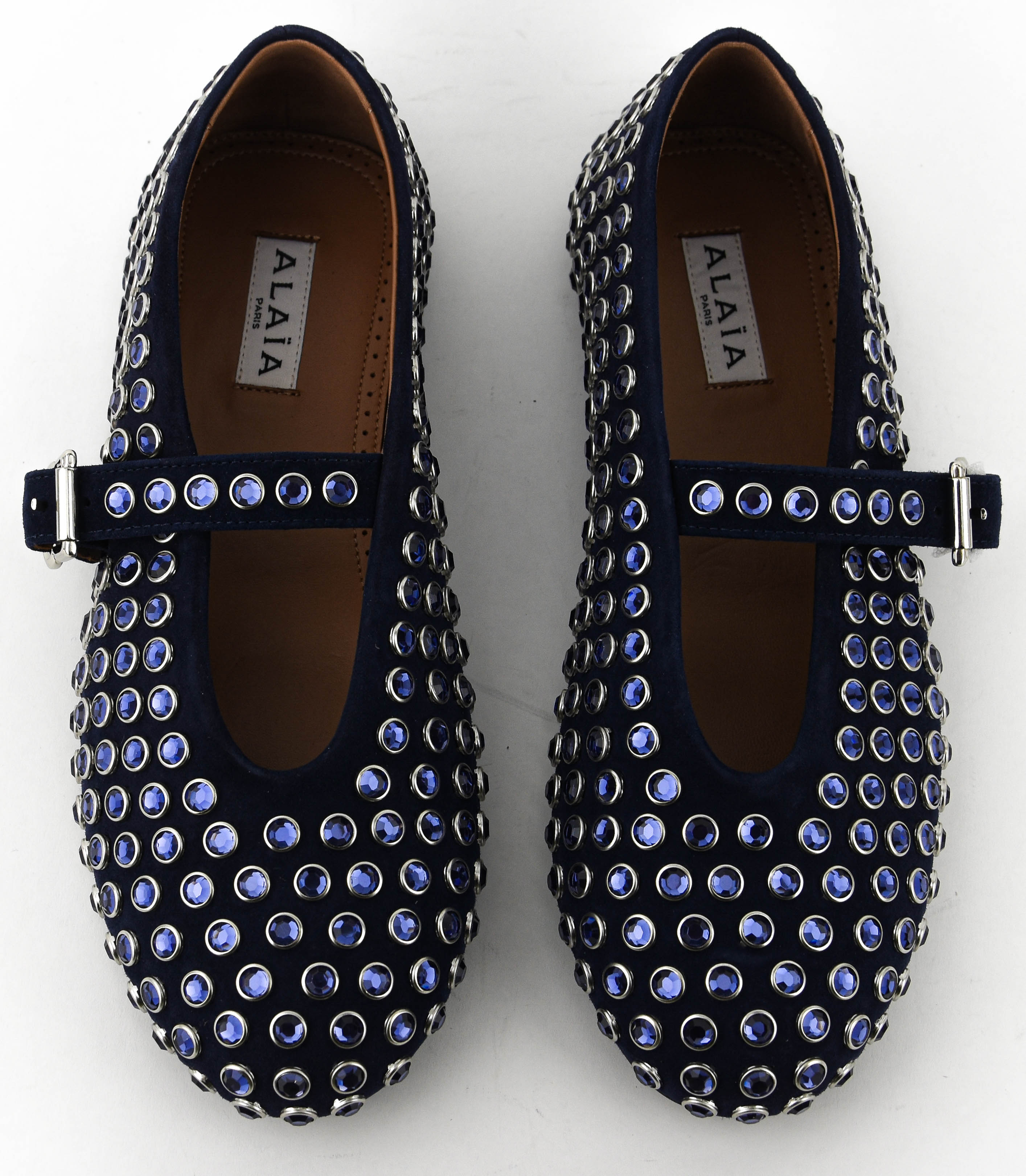 ALAIA STRASS BALLERINA BLUE FONCE