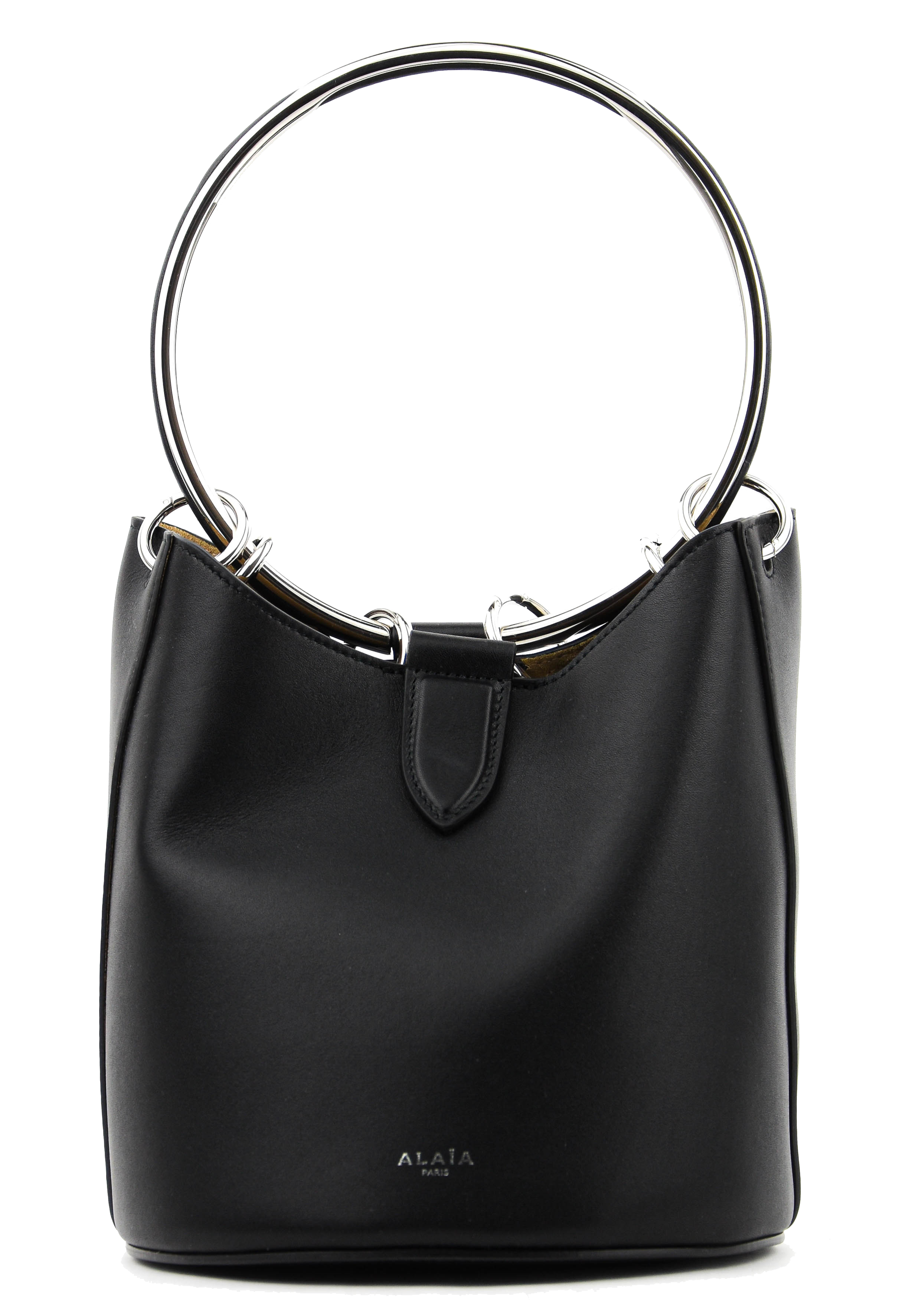 ALAIA RING BUCKET BAG MEDIUM BLACK