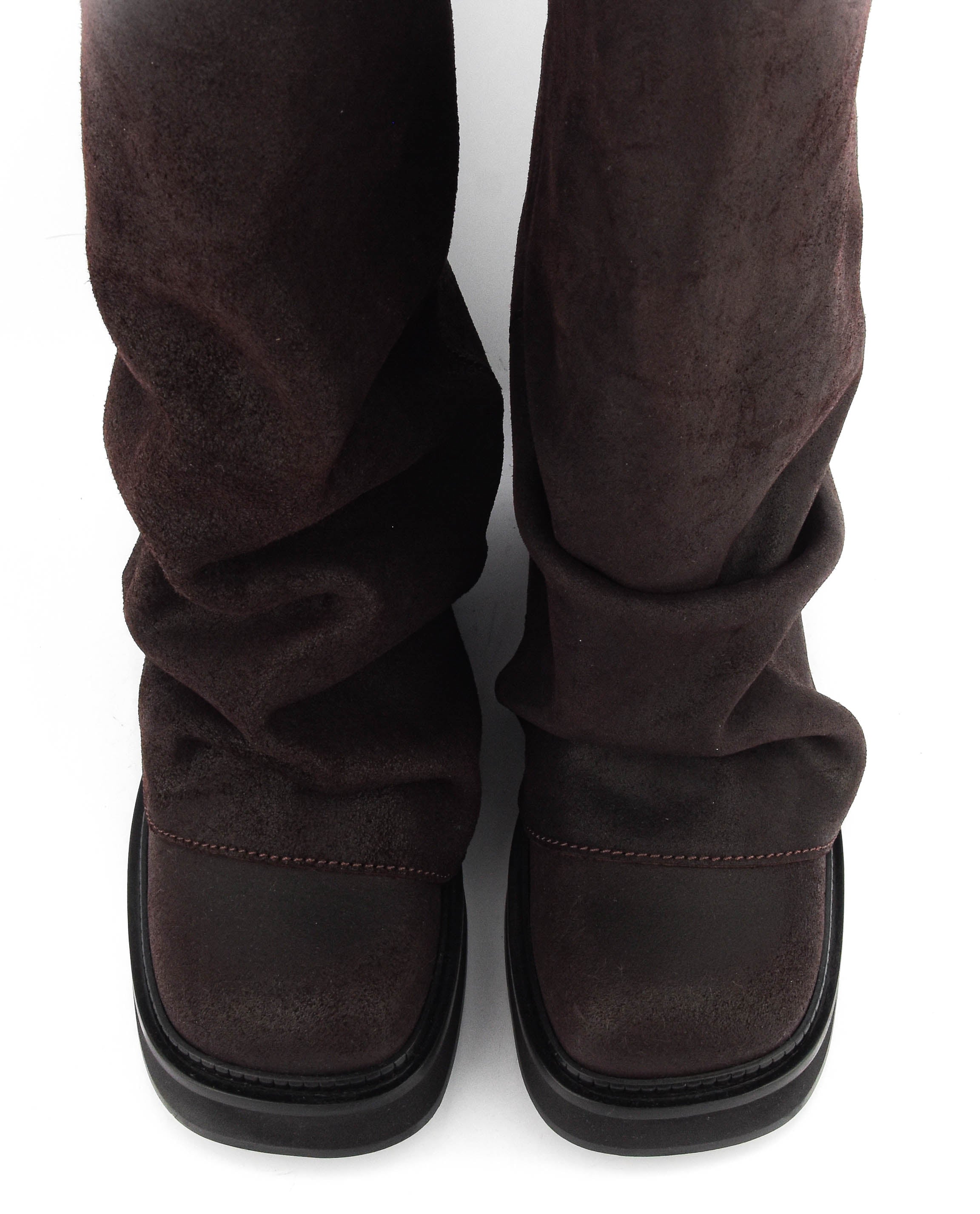 THE ATTICO ROBIN BOOTS DARK VIOLET SUEDE