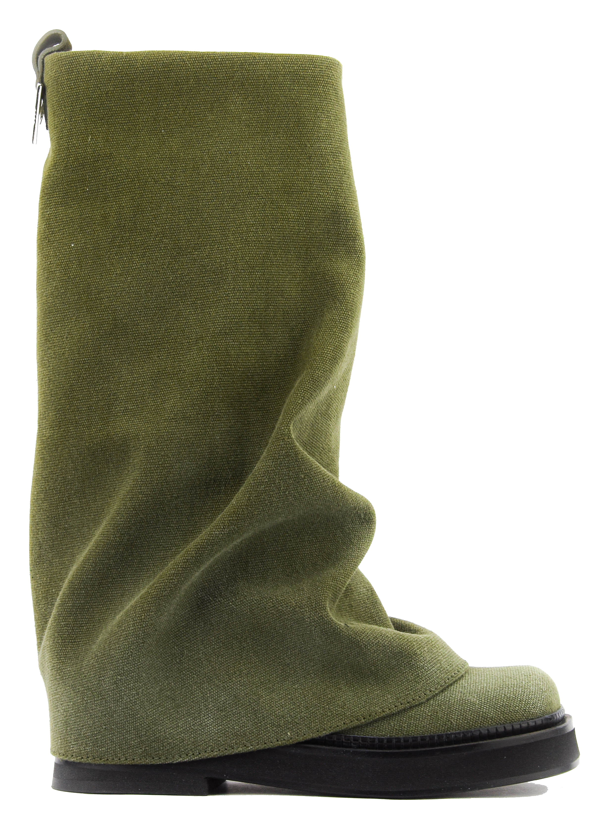 THE ATTICO ROBIN BOOTS GREEN CANVAS