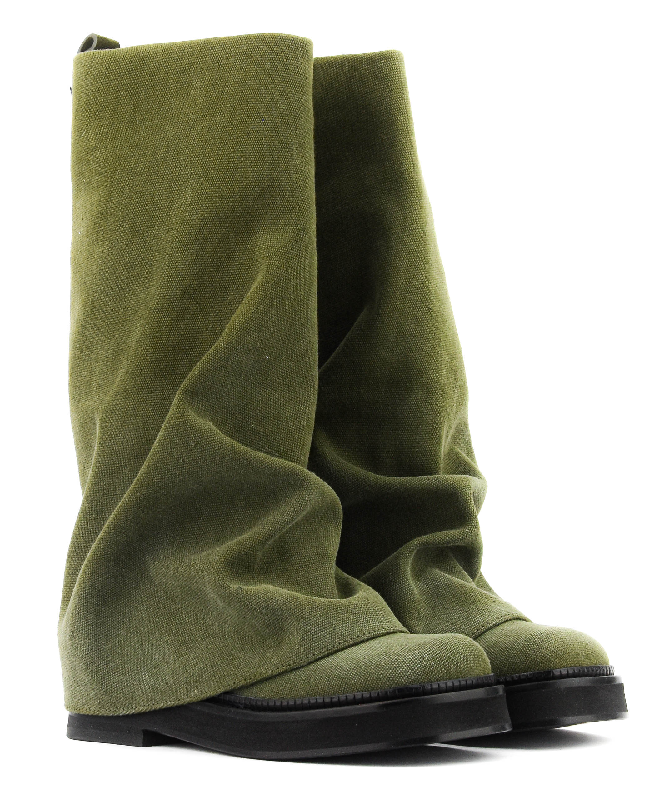 THE ATTICO ROBIN BOOTS GREEN CANVAS
