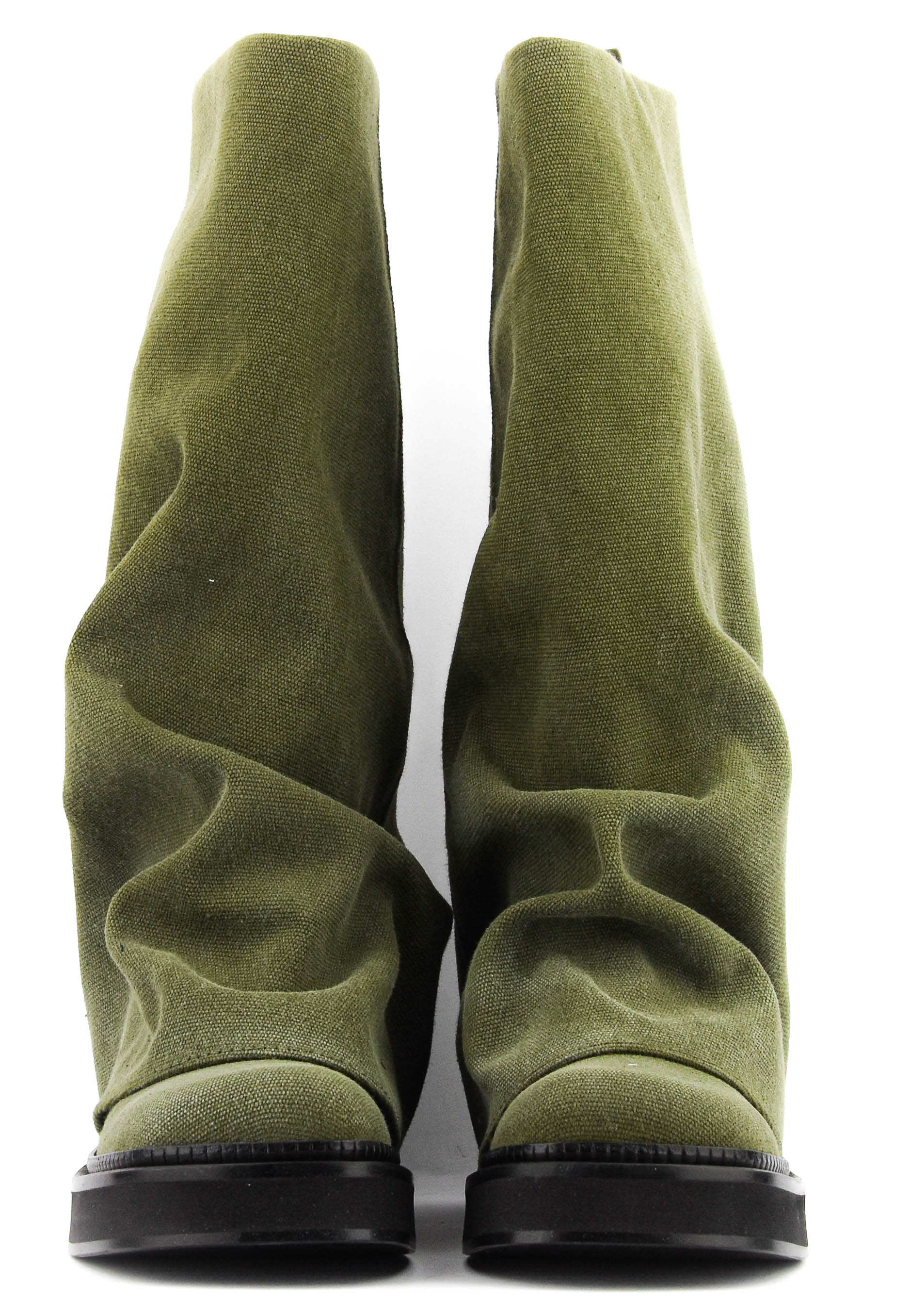 THE ATTICO ROBIN BOOTS GREEN CANVAS