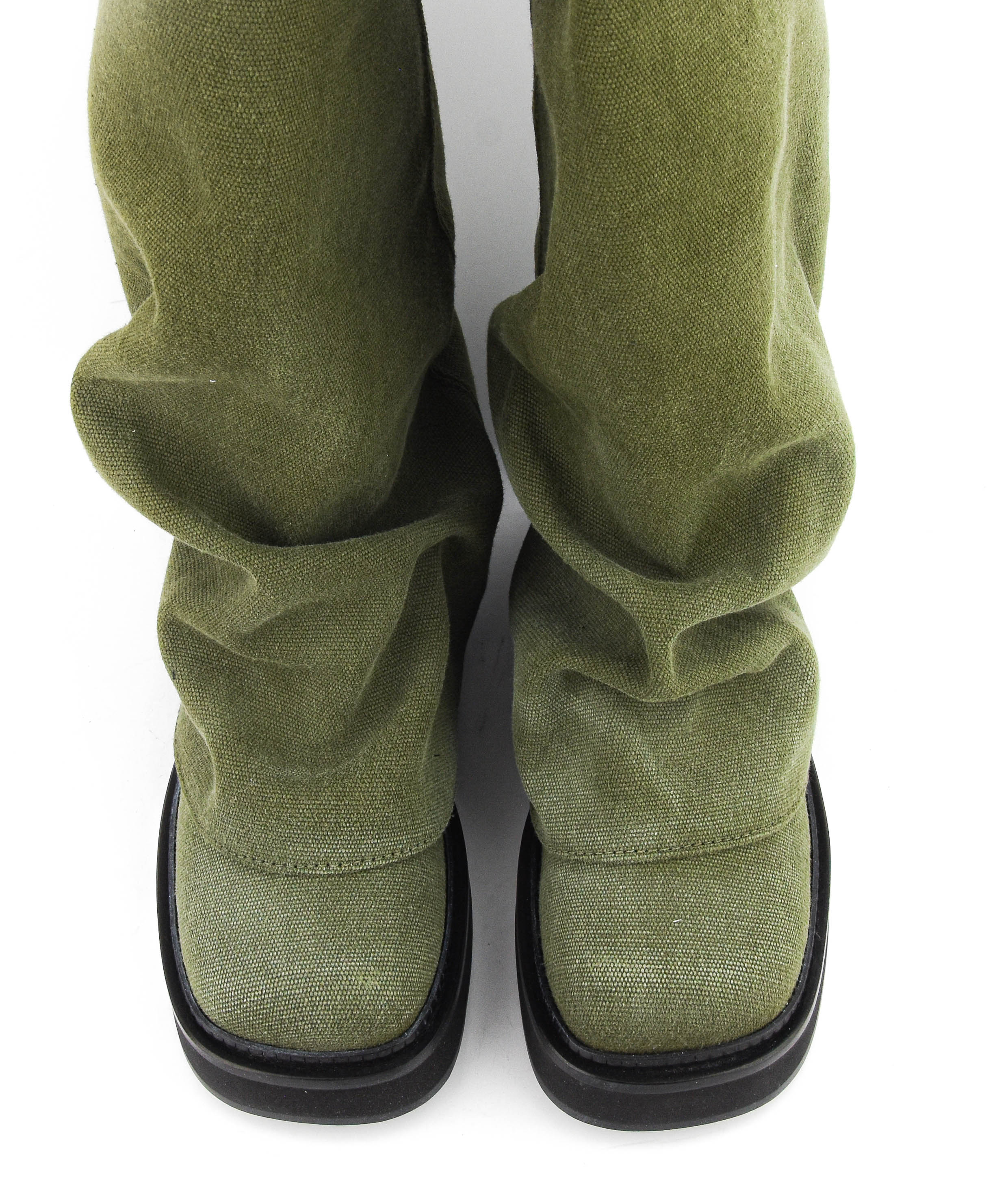 THE ATTICO ROBIN BOOTS GREEN CANVAS