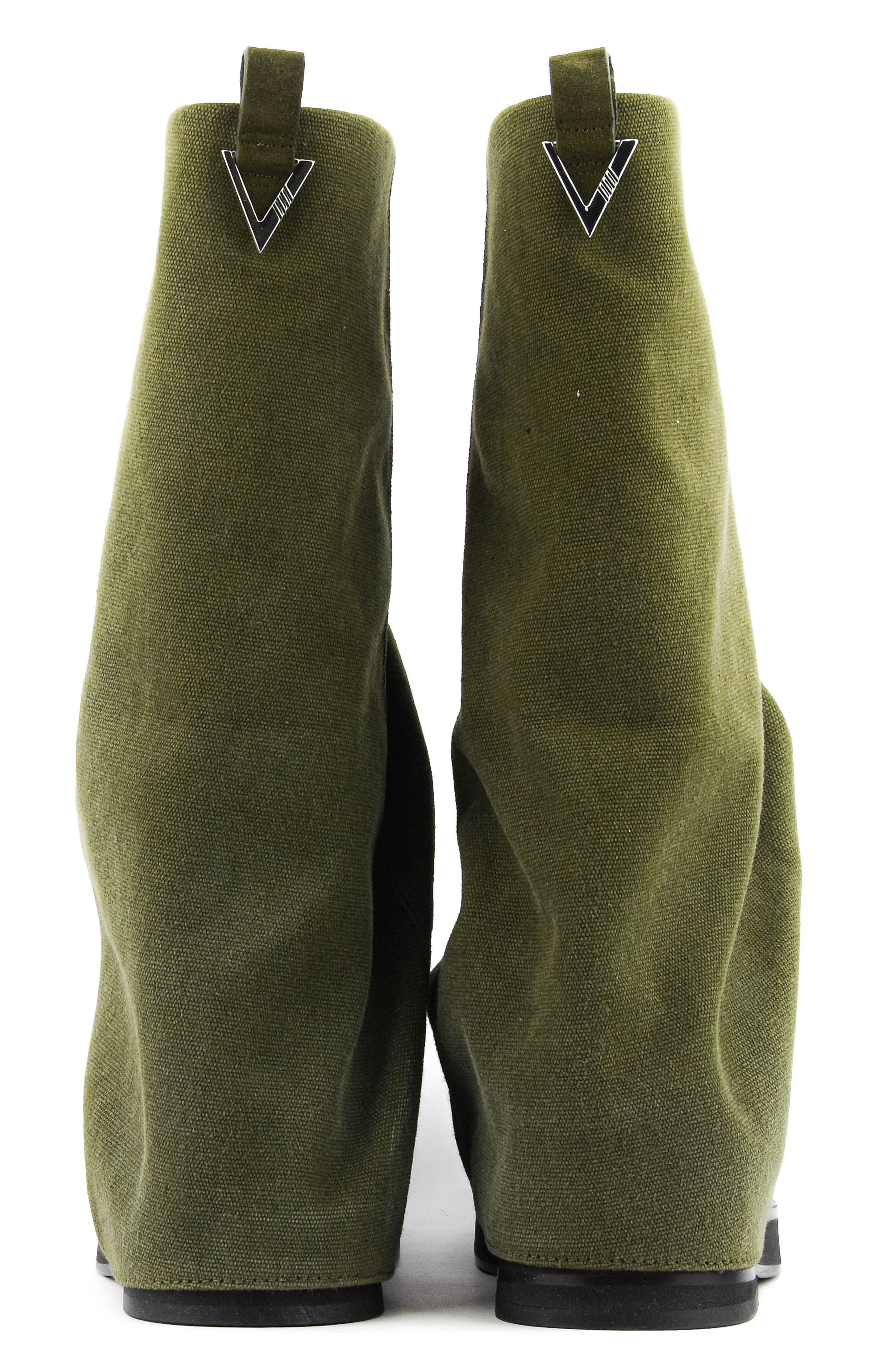 THE ATTICO ROBIN BOOTS GREEN CANVAS
