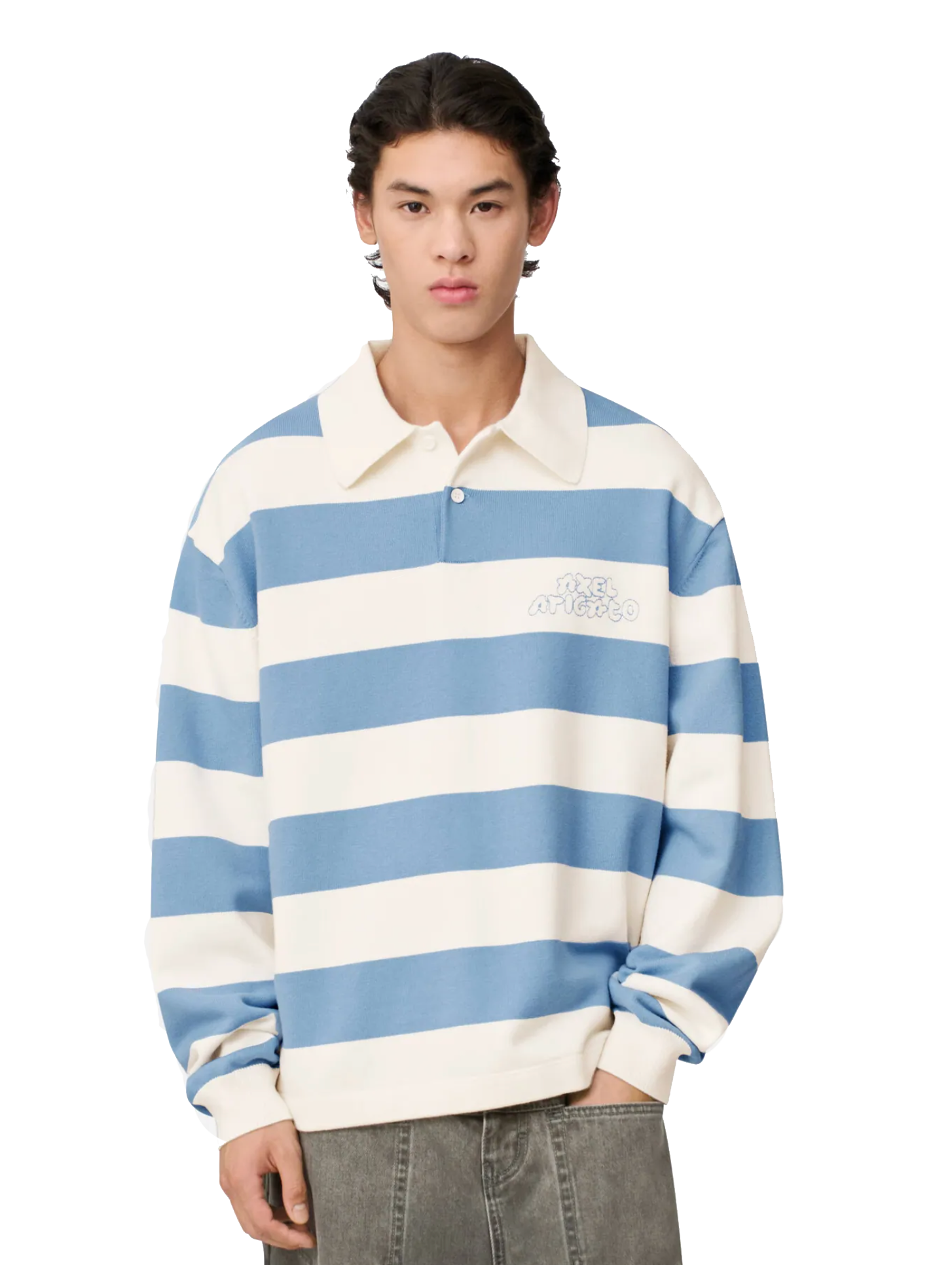 AXEL ARIGATO REY POLO SWEATER WHITE/BLUE