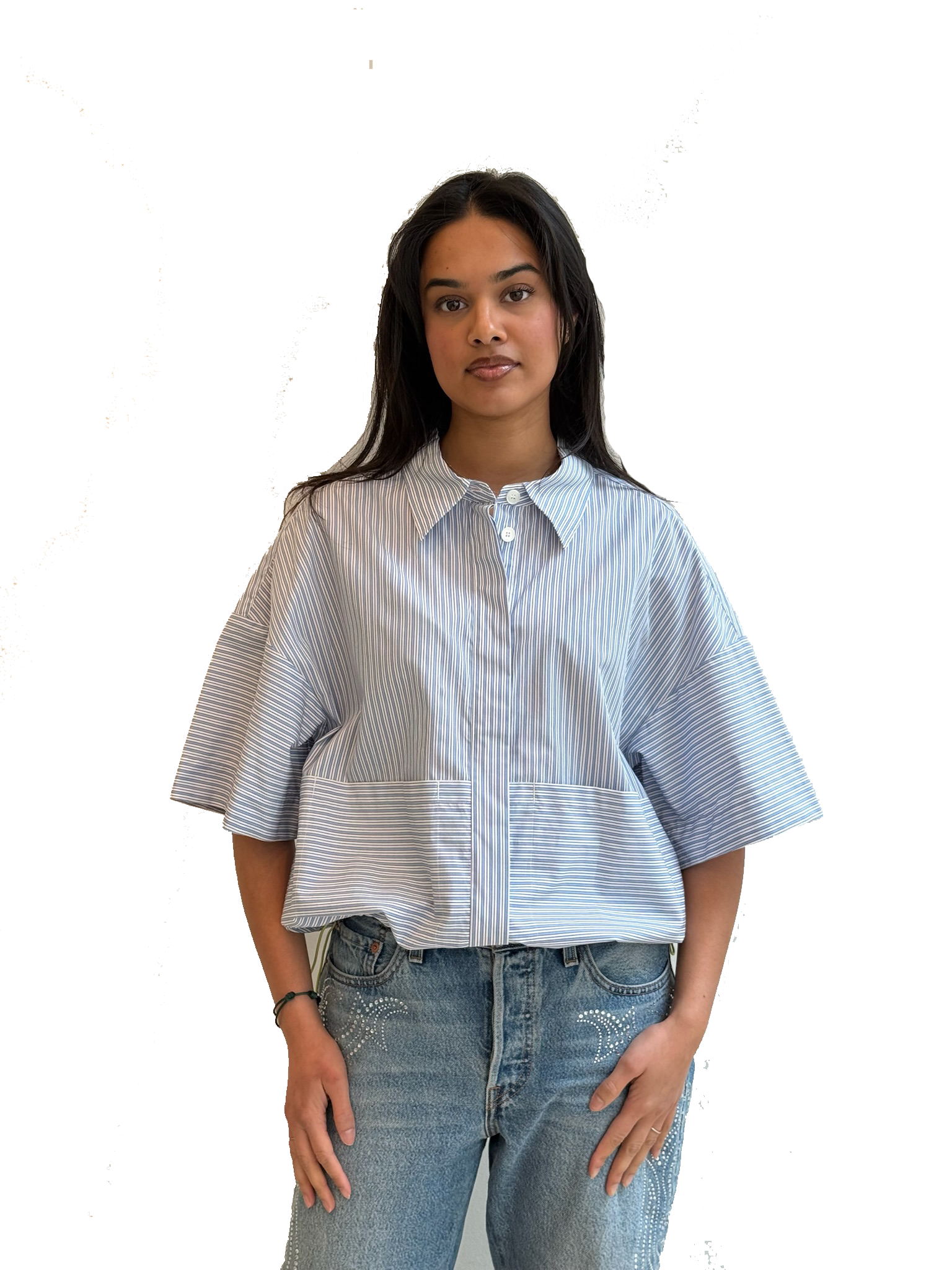 ACCADEMIA PETRA CROPPED SHIRT BLUE