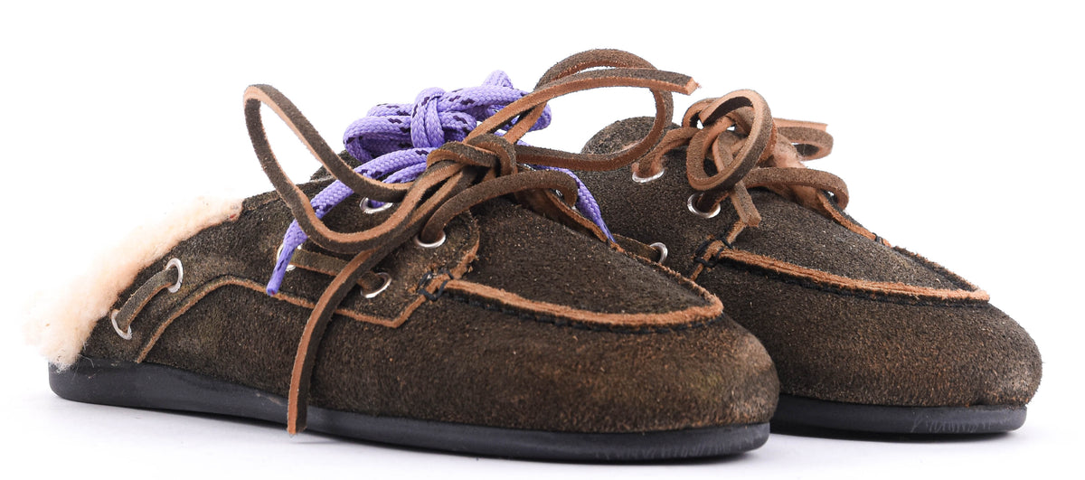 POSA BOAT MULE FUR BRUSHED SUEDE DAYTONA GREY