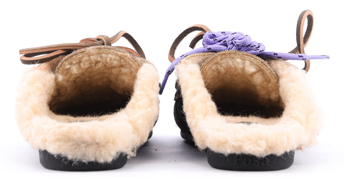 POSA BOAT MULE FUR BRUSHED SUEDE DAYTONA GREY