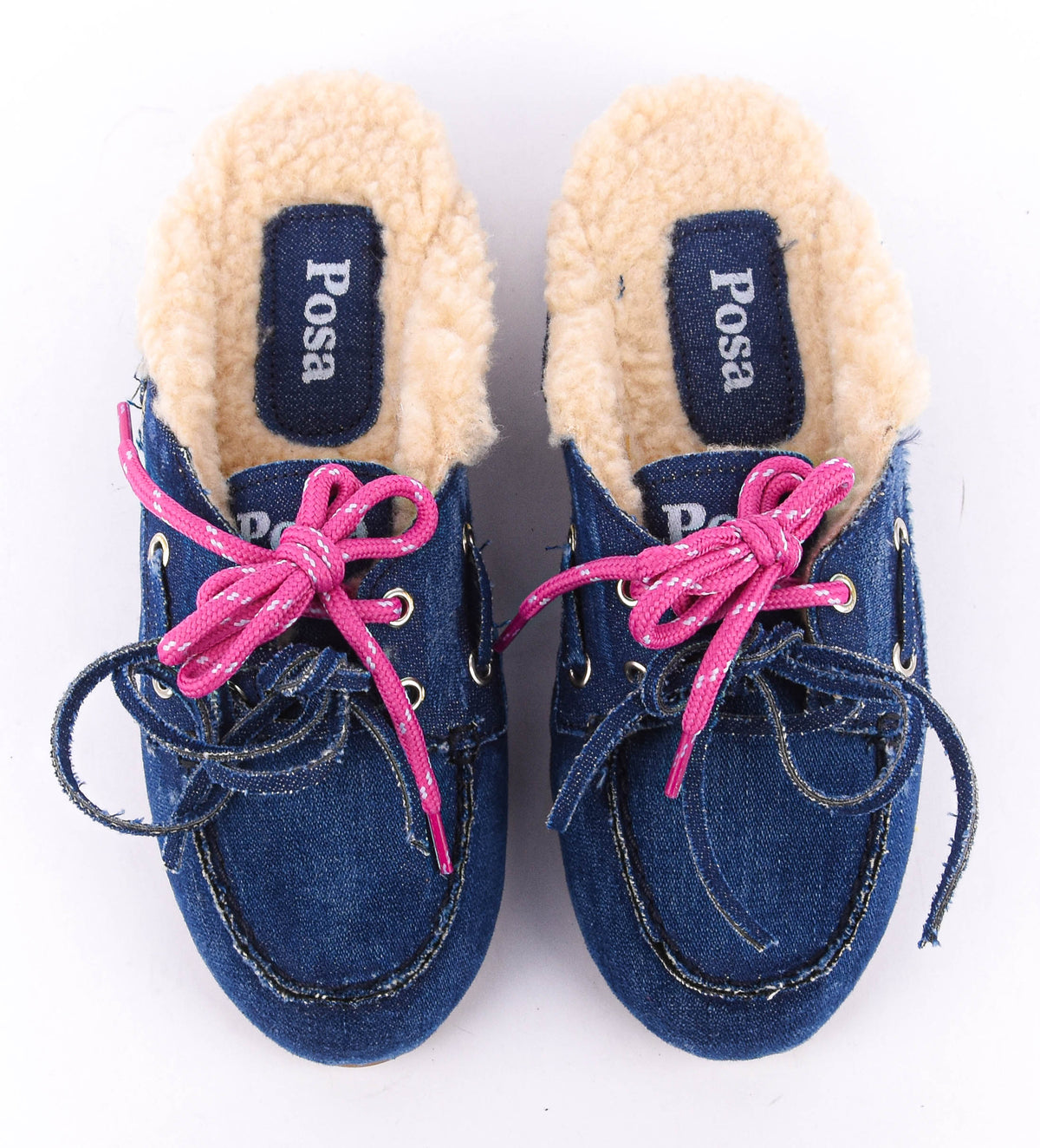 POSA BOAT MULE FUR DENIM DARK BLUE