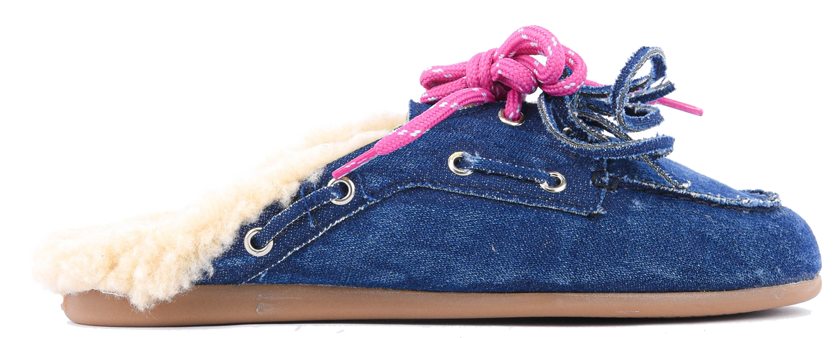 POSA BOAT MULE FUR DENIM DARK BLUE