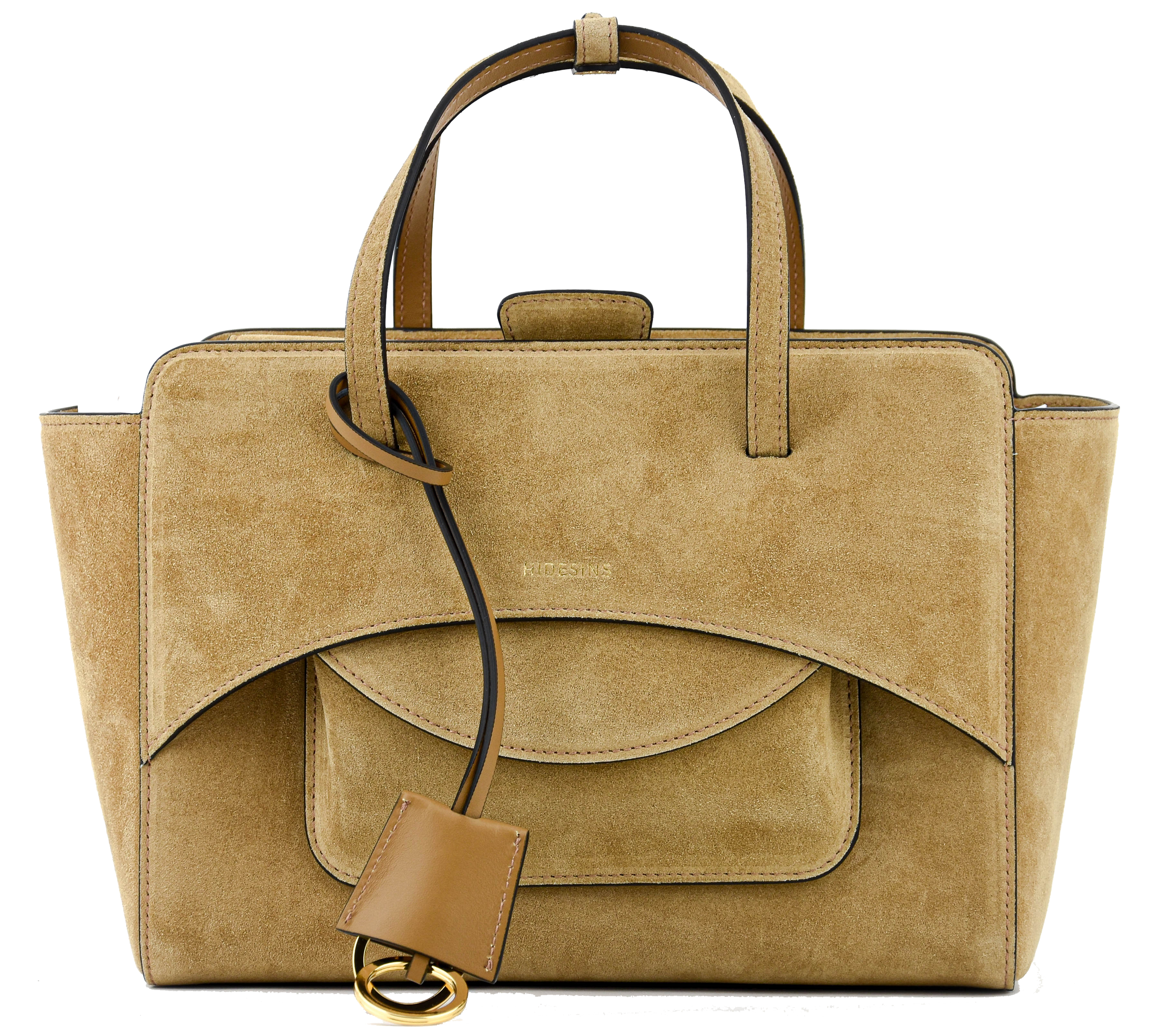 HIDESINS BAG FLAP M SUEDE CAMEL