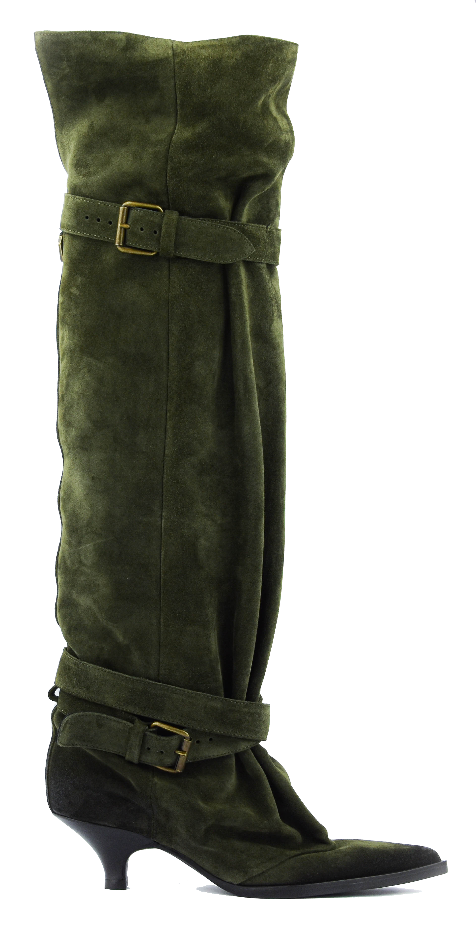 ELENA IACHI 2 BUCKLE SLOUCHY BOOT QUEENIE green