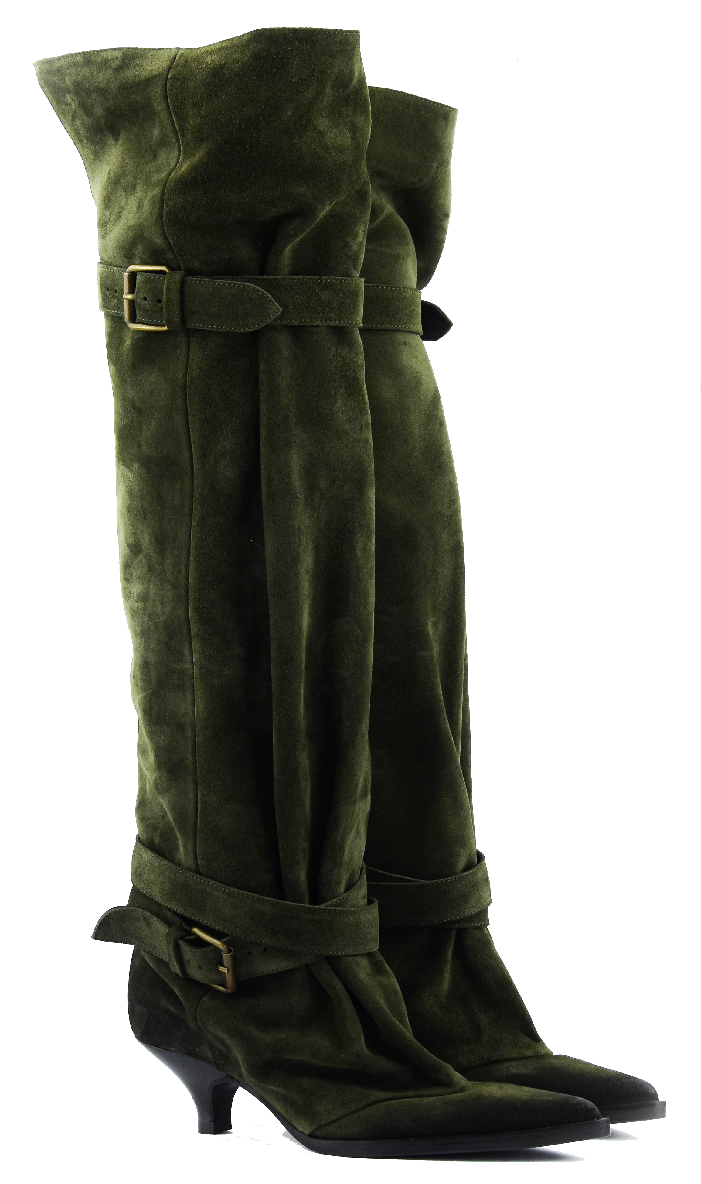 ELENA IACHI 2 BUCKLE SLOUCHY BOOT QUEENIE GREEN