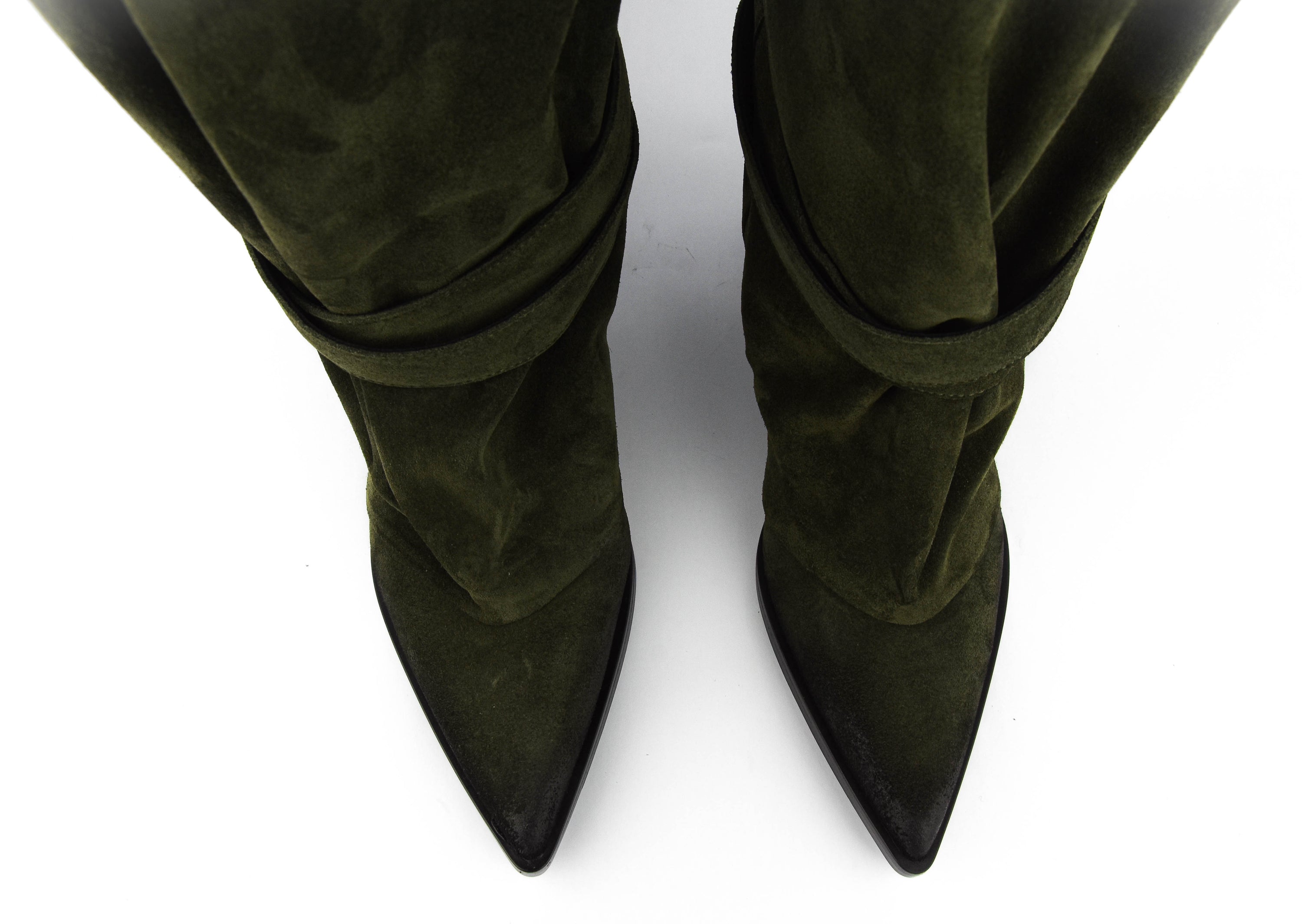 ELENA IACHI 2 BUCKLE SLOUCHY BOOT QUEENIE GREEN