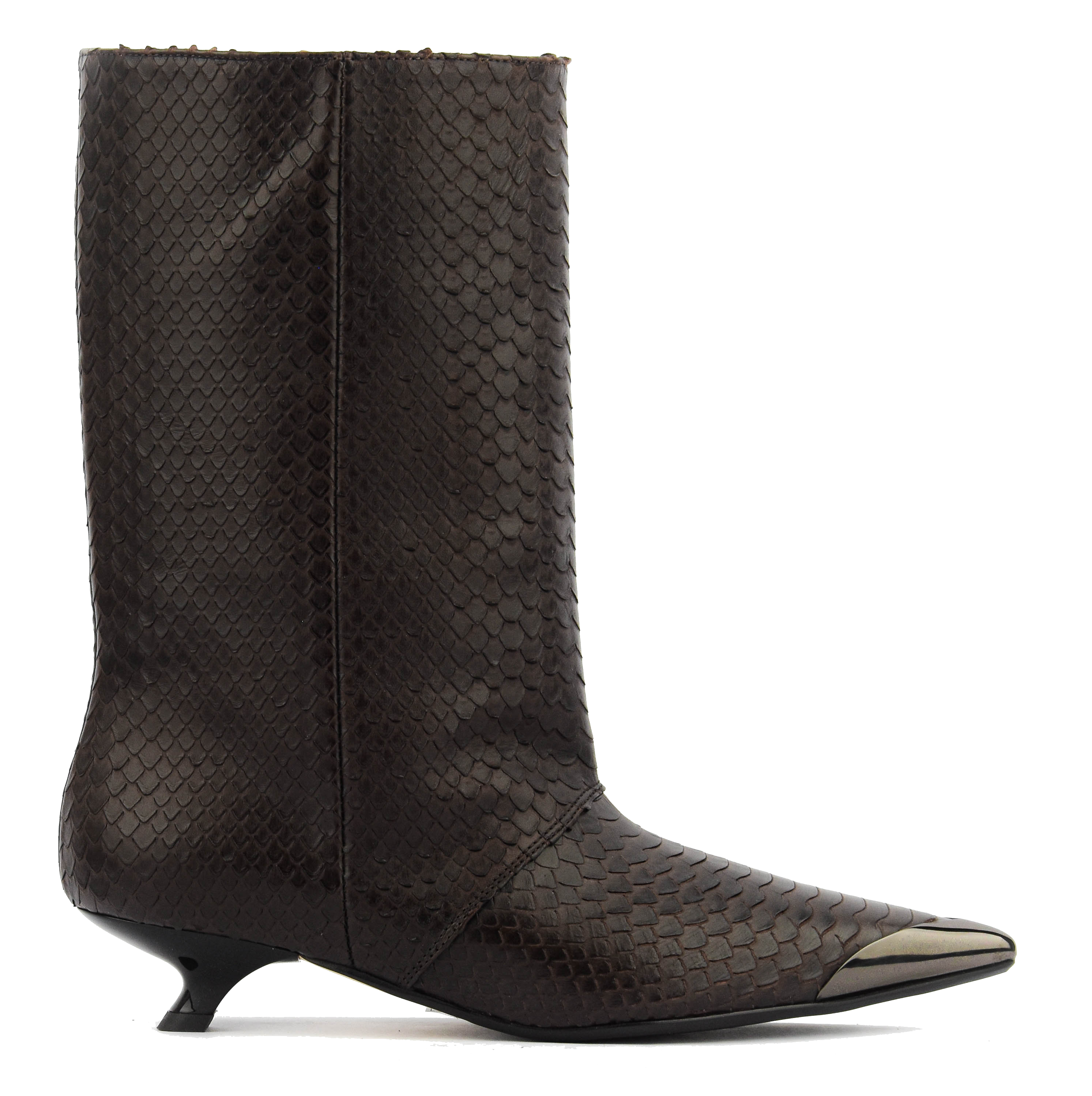 ROTUE SUGAR SWEET BOOTIE QUEENY HEEL PYTHON BROWN