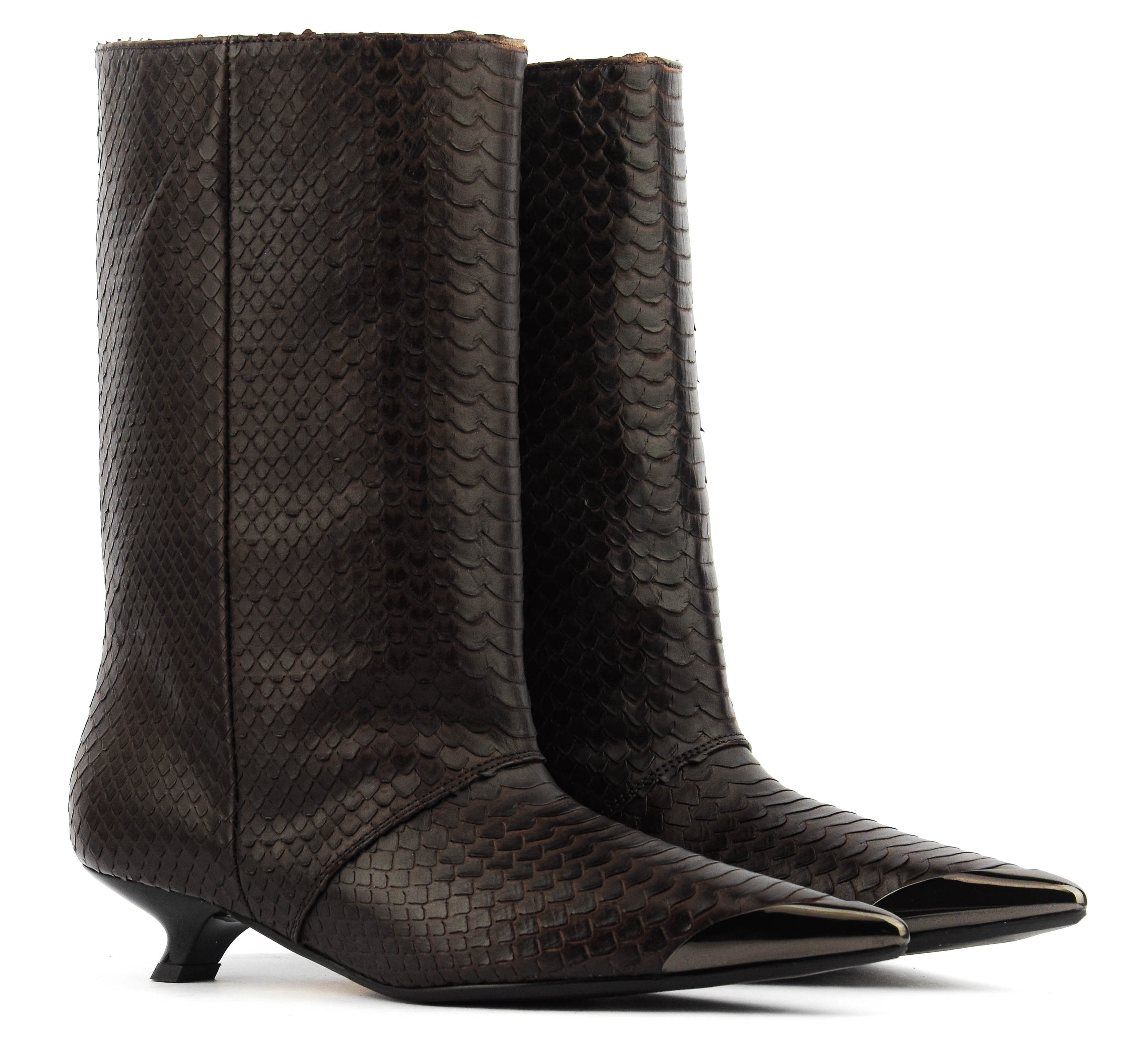 ROTUE SUGAR SWEET BOOTIE QUEENY HEEL PYTHON BROWN