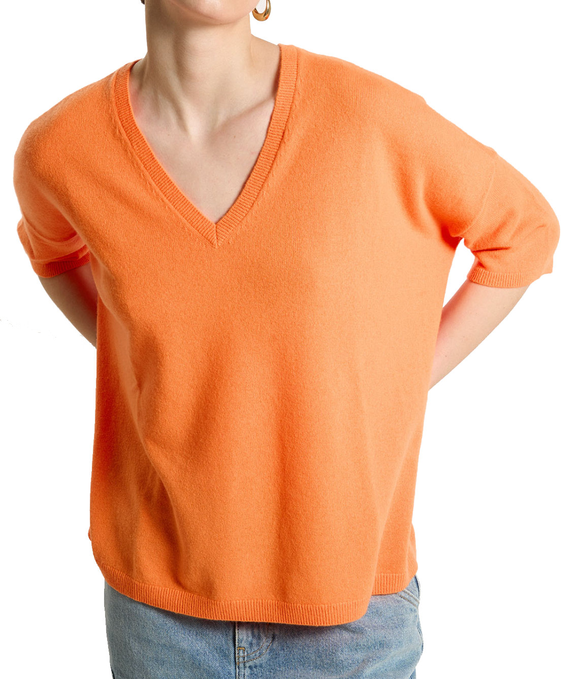 LES TRICOTS DE LEA CASHMERE PULL FLUO ORANGE