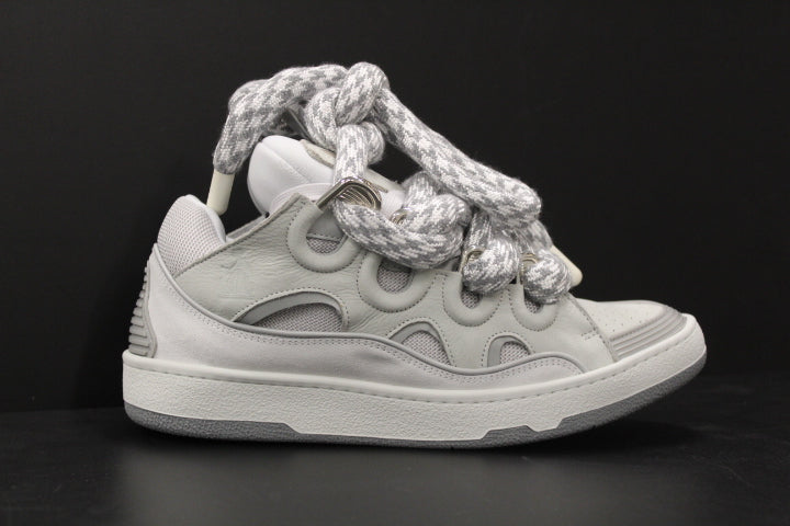 LANVIN CURB SNEAKER SNAKE LACE WHITE GREY