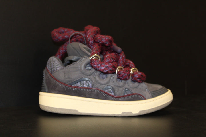 LANVIN CURB SNEAKER SNAKE LACE GREY RED