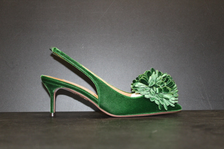 AQUAZZURA COUTURIER SLING 65 PUMP MALACHITE