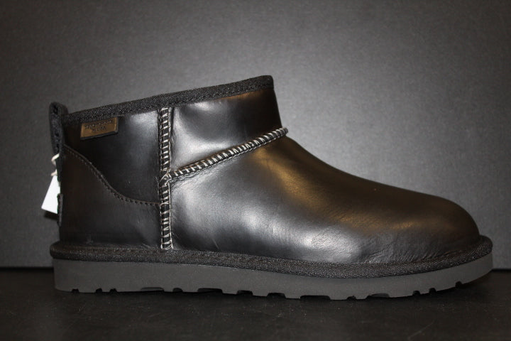 UGG CLASSIC ULTRA MINI LEATHER REGEN BLACK