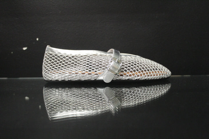 ALAIA BALLERINA FISHNET SILVER