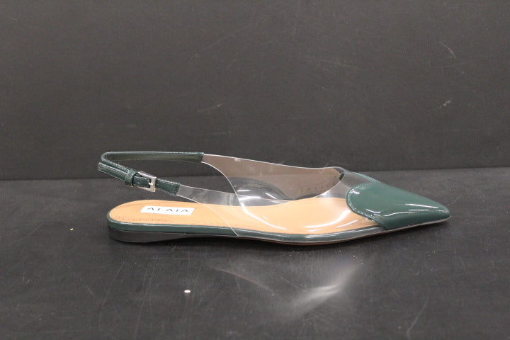 ALAIA LE COEUR BALLERINA FLAT SLINGBACK GREEN