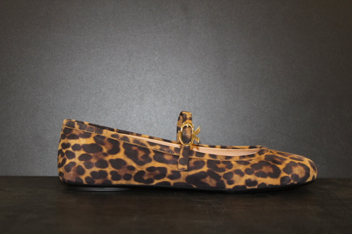 GIANVITO ROSSI CARLA LEOPARD BALLERINA