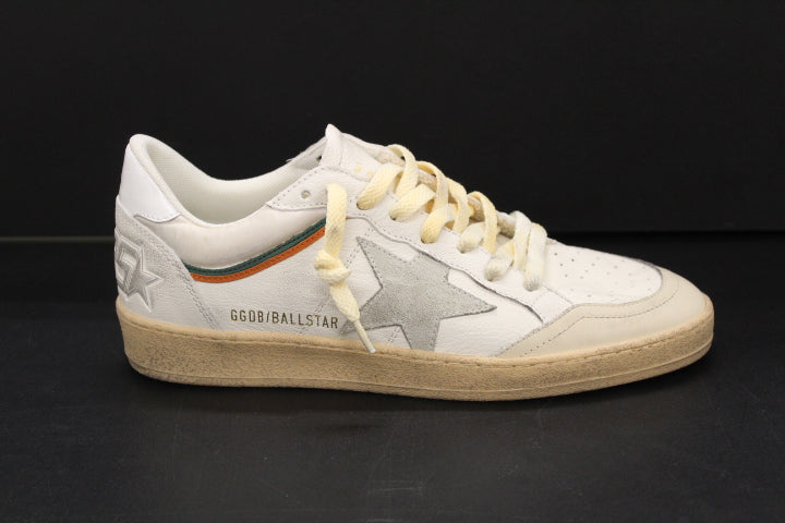 GOLDEN GOOSE BALLSTAR WHITE BEIGE GREEN