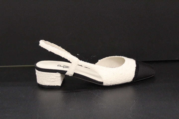 PAUL WARMER LOULOU SLINGBACK BALLERINA WHITE BLACK