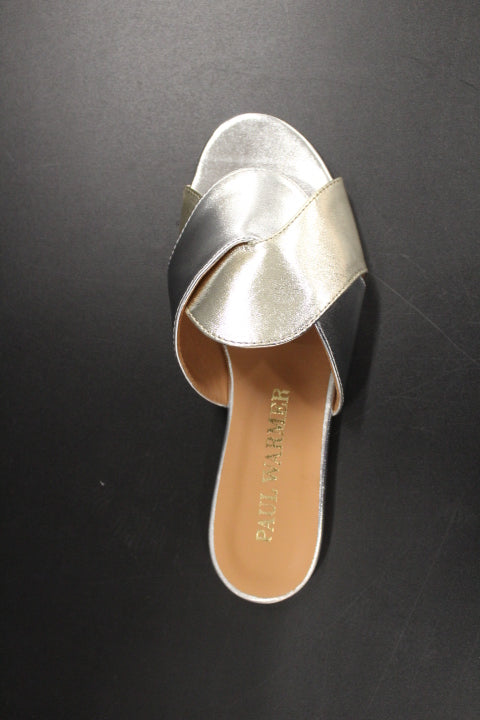 PAUL WARMER CRISS CROSS SANDAL GOLD SILVER