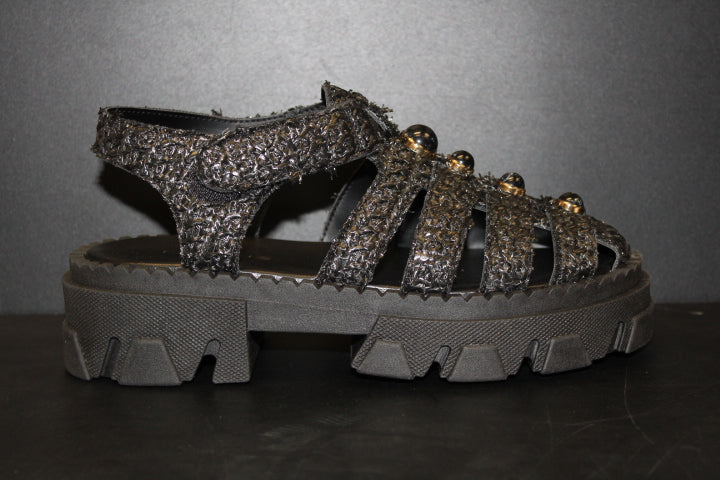 MAKRIS RAFFIA SANDAL BLACK