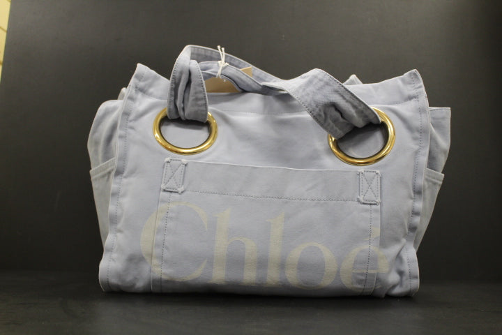 CHLOE PLAGE MEDIUM TOTE PEBBLE BLUE