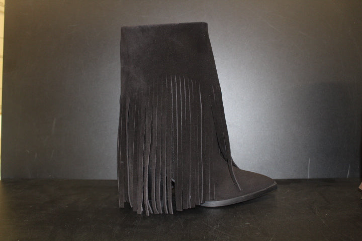 TORAL DONNA BASKET SUEDE FRINGE BOOT BLACK