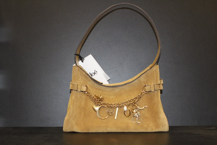 CHLOE CHARMS HOBO BAG GOLD KAKI
