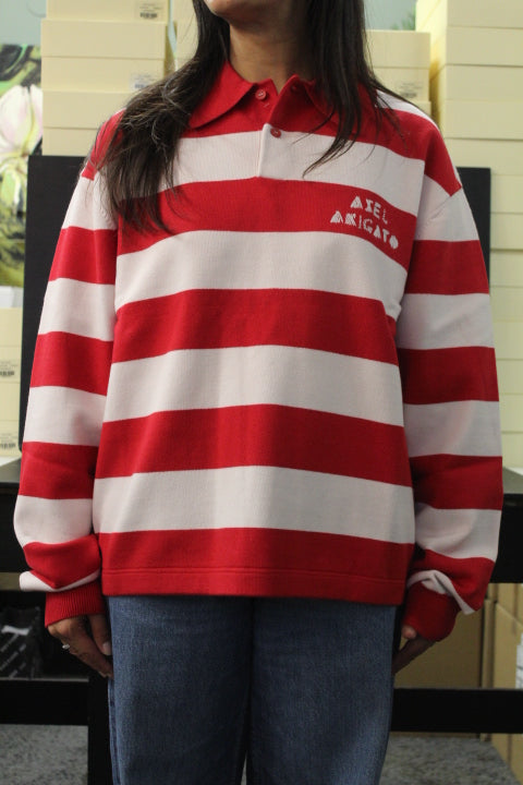 AXEL ARIGATO FREY POLO SWEARER RED LIGHT PINK