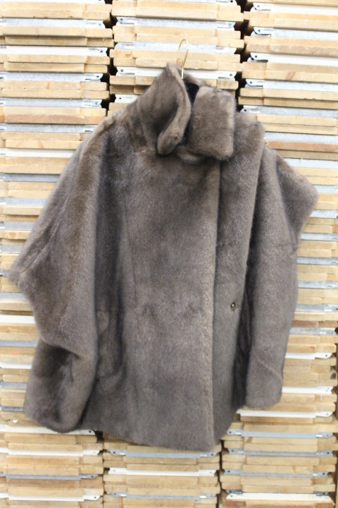 ALTER EGO ELIN PONCHO FAUX MINK COFFEE