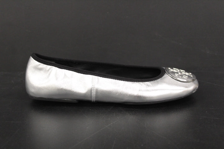 TORY BURCH REVA TRAVEL BALLET SILVER