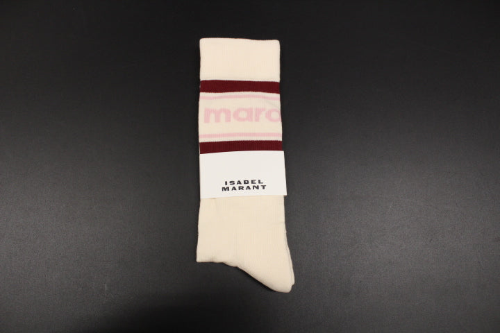 ISABEL MARANT DONNA SOCKS ECRU RED