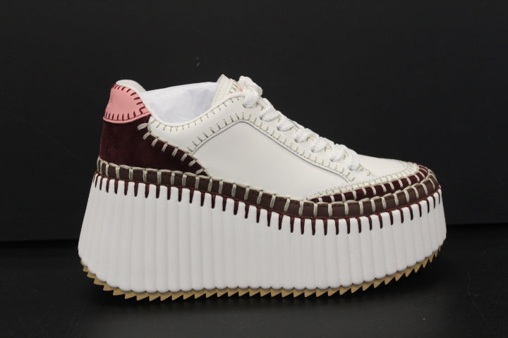 CHLOE NAMA WEDGE SNEAKER BURGUNDY PINK