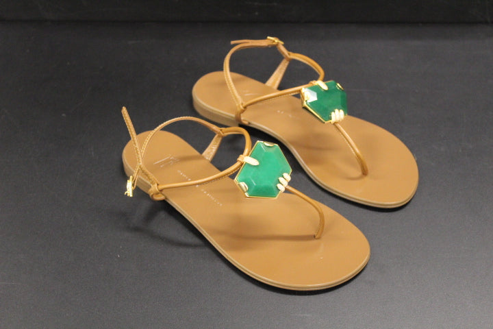 GIUSEPPE ZANOTTI GANASS FLAT TAN/GREEN