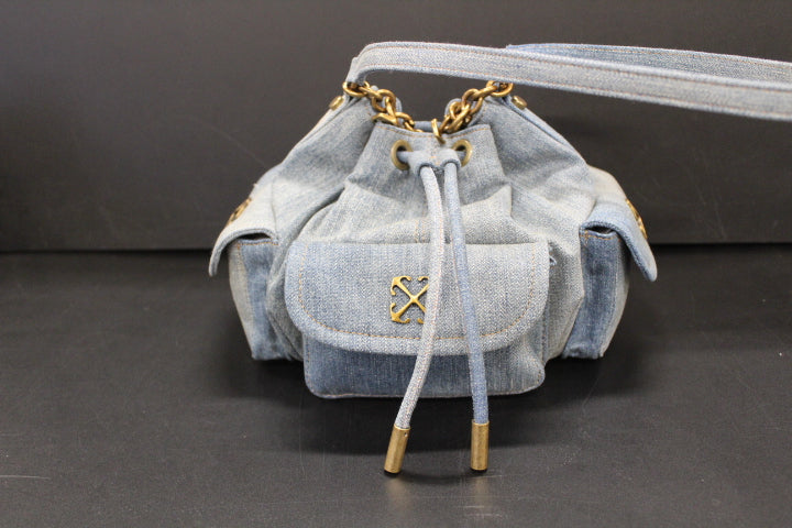 OFF WHITE DUMBO B BUCKET BAG DENIM DIRTY BLUE