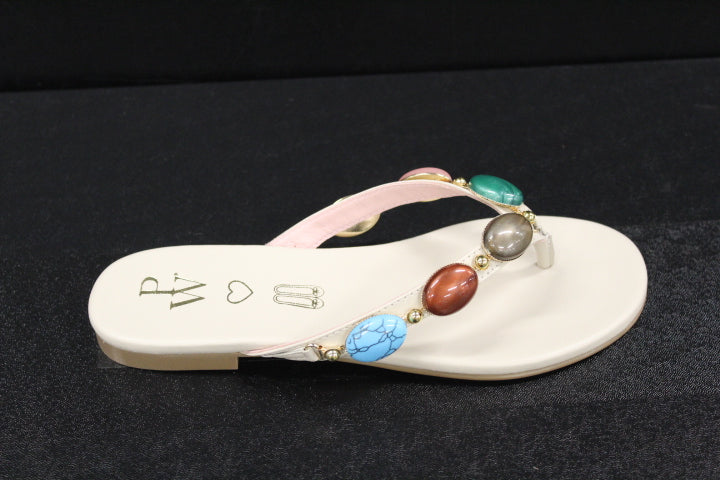 PRETTY BALLERINA JUDY SANDAL BEADS WHITE