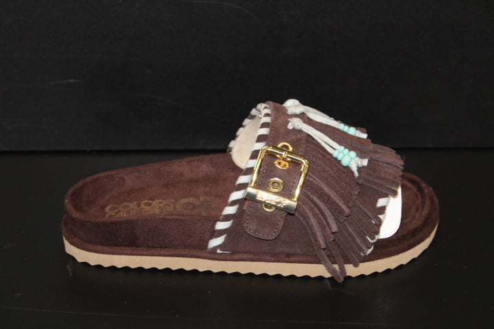 COLORS SANDAL FRANGES DARK BROWN