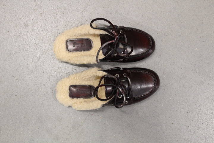 POSA BOAT LOAFER MULE FUR HIGHSHINE BORDO