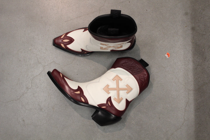 OFF WHITE SANTIAG BOOTS OFF WHITE/BURGUNDY