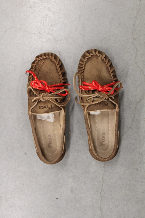 POSA BOAT LOAFER WRINKLE BRUSHED SUEDE DARK BOWN