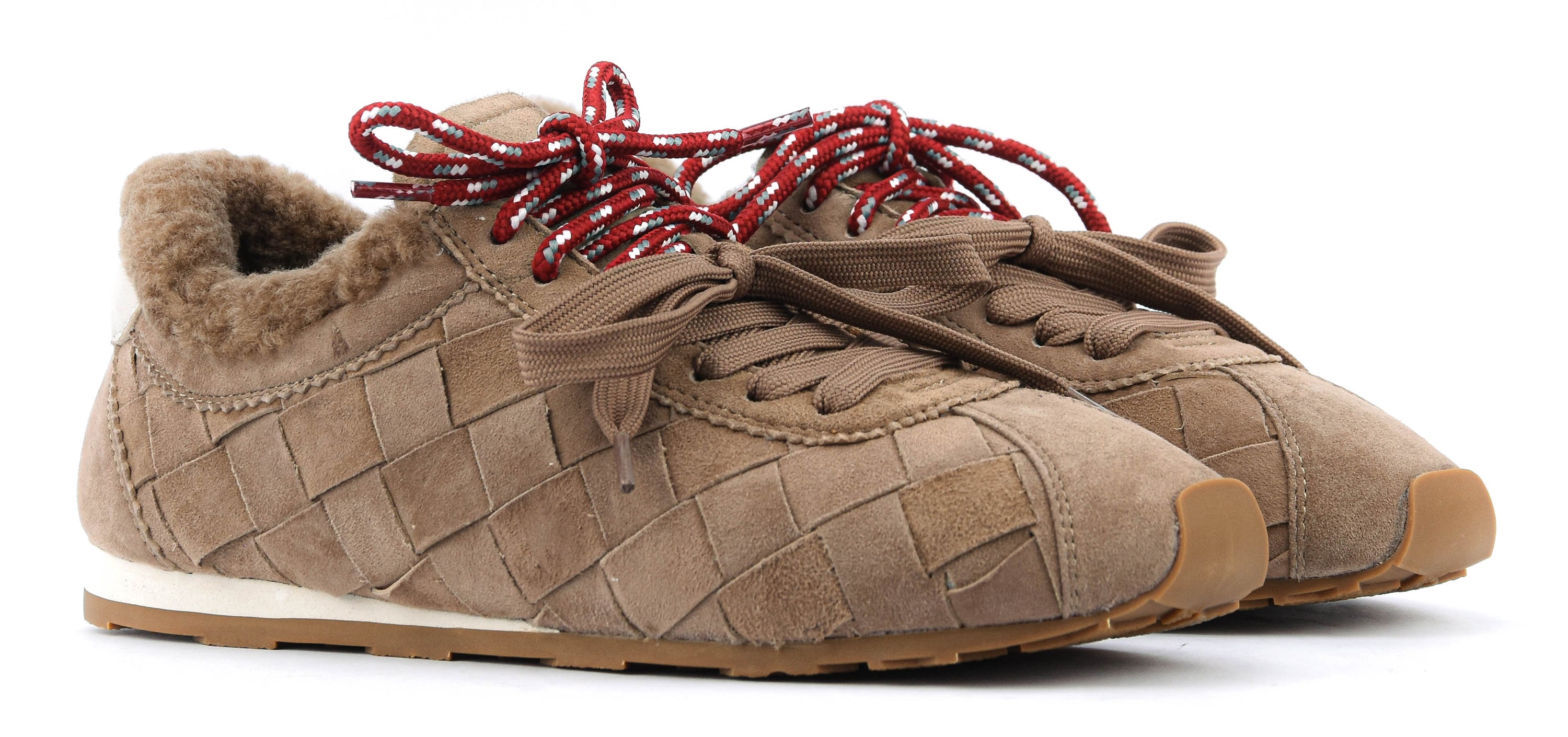 TORAL ERIN WOVEN SNEAKER SAND SUEDE SHEARLING